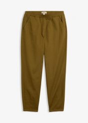 Jeansy ballonowe z diagonalu, z mieszanki bawełny i elastanu. Zielone jeansy damskie bonprix. Za 54.99 zł.