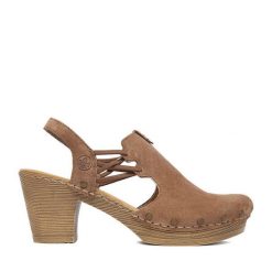 Sandały Rieker. Brązowe sandały damskie Rieker, bez wzorów, bez obcasa, na słupku. Za 339.99 zł.