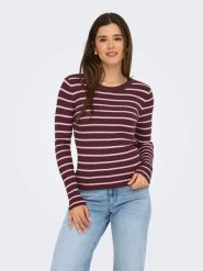 ONLY Sweter "Louisa" w kolorze bordowo-jasnoróżowym rozmiar: XS. Czerwone swetry klasyczne damskie Only, xs, prążkowane, bez kołnierzyka. Za 66.16 zł.