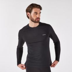 Koszulka do biegania z długim rękawem męska Kiprun Run 500. Czarne t-shirty sportowe męskie KIPRUN, l, z materiału, bez ramiączek, do biegania. Za 99.99 zł.
