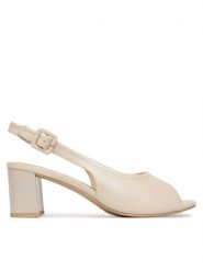 Caprice Sandały 9-28307-46 Kremowy. Białe sandały damskie Caprice, bez wzorów, ze skóry, bez obcasa, na słupku. Za 221.99 zł.