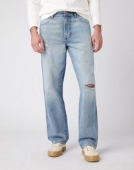 MĘSKIE SPODNIE JEANSOWE WRANGLER REDDING DUST UP BLUE W16XY1383 112141205. Niebieskie spodnie materiałowe męskie Wrangler, bez wzorów, z jeansu. Za 209.99 zł.