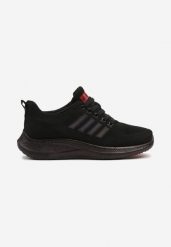 Czarne Buty Sportowe Snekaersy z Ozdobnymi Paskami Dovalora. Czarne buty sportowe na co dzień męskie Born2be, z jeansu, bez zapięcia. Za 64.99 zł.