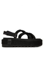 Bohonomad Sandały Bodrum BOD.0020.CPS Czarny. Czarne sandały damskie Bohonomad, bez wzorów, z materiału, bez obcasa, na płaskiej podeszwie. Za 249.99 zł.