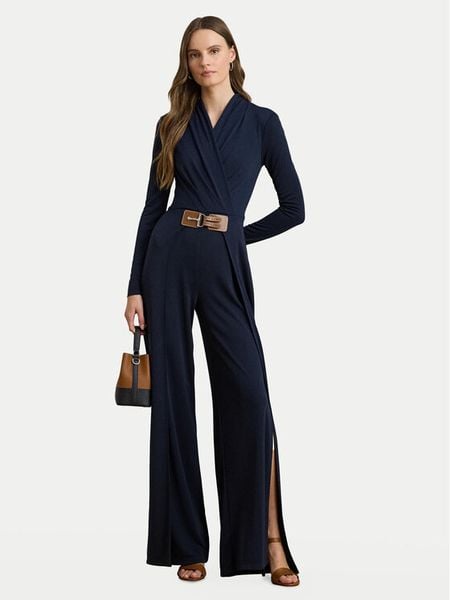 LAUREN RALPH LAUREN Kombinezon 200980218001 Granatowy Wide Leg. Niebieskie kombinezony damskie Lauren Ralph Lauren, bez wzorów, z syntetyku, bez kołnierzyka, bez ramiączek. Za 1,599.00 zł.