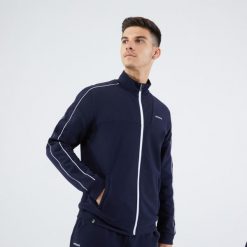 Kurtka do tenisa męska Artengo Soft. Niebieskie kurtki męskie ARTENGO, na zimę, m, bez wzorów, z bawełny, sportowe, bez kaptura. Za 129.99 zł.