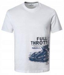 Męska Koszulka (T-Shirt) - Pako Jeans - Biała z Motorem Żużlowym. Białe t-shirty męskie Pako Jeans, l, bez wzorów, z bawełny, bez kołnierzyka. Za 79.00 zł.