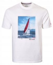 Biała Męska Koszulka (T-Shirt) - Pako Jeans - Żaglówka. Białe t-shirty męskie Pako Jeans, l, bez wzorów, z bawełny, bez kołnierzyka. Za 79.00 zł.