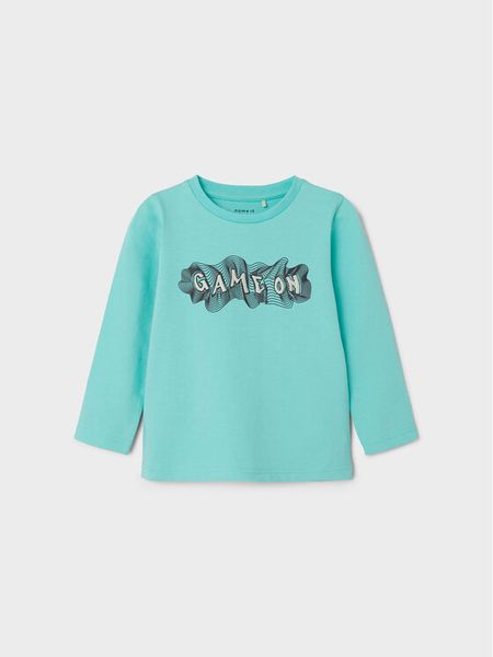 NAME IT Bluzka Buggur 13226400 Turkusowy Regular Fit. Niebieskie t-shirty chłopięce Name it, bez wzorów, z bawełny, bez ramiączek. Za 29.99 zł.