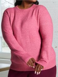 Sweter basic z domieszką wełny - różowy. Czerwone swetry klasyczne damskie Sinsay, xl, z wełny, bez kołnierzyka. Za 49.99 zł.