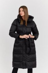 HETREGO Czarny damski puchowy płaszcz Karen Woman Quilted Coat. Brązowe płaszcze damskie HETREGO, bez wzorów, z poliamidu, eleganckie. W wyprzedaży za 1,369.99 zł.