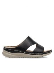 Clara Barson Klapki WYL0510-22 Czarny. Czarne klapki damskie Clara Barson, bez wzorów, ze skóry, bez obcasa. Za 89.99 zł.