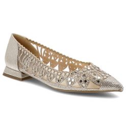 Baleriny damskie S.Barski, cholewka ze skóry ekologicznej z eleganckimi dodatkami na płaskim obcasie, złote, SR61-0104. Żółte baleriny damskie S.BARSKI, bez wzorów, ze skóry ekologicznej, bez obcasa, na płaskiej podeszwie. Za 199.00 zł.