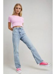 Monki Dżinsy - Regular fit - w kolorze błękitnym rozmiar: W29. Niebieskie jeansy damskie Monki, z podwyższonym stanem. Za 61.31 zł.