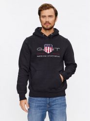 Gant Bluza Archive Shield 2047082 Czarny Regular Fit. Czarne bluzy bez kaptura męskie Gant, m, z bawełny. Za 529.99 zł.