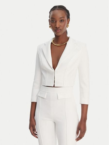 Elisabetta Franchi Marynarka GI-222-61E2-V420 Biały Regular Fit. Białe marynarki i żakiety damskie Elisabetta Franchi, bez wzorów, z syntetyku. Za 1,789.00 zł.