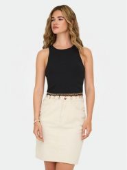 ONLY Top Shelly 15325019 Czarny Slim Fit. Czarne topy damskie Only, xs, bez wzorów, z bawełny, bez kołnierzyka. Za 59.99 zł.