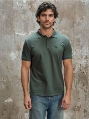 Bawełniana koszulka polo z haftem - zielony. Zielone koszulki polo męskie Sinsay, l, bez wzorów, z bawełny, bez ramiączek. Za 29.99 zł.