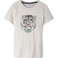 T-shirt bonprix naturalny melanż. Brązowe koszulki dziewczęce bonprix, z aplikacjami, bez ramiączek. Za 16.99 zł.