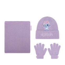 Komplet czapka, komin i rękawiczki Disney Classics. Fioletowe czapki zimowe damskie Disney Classics. Za 69.99 zł.