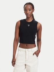 Guess Top W4GZ34 Z3F40 Czarny Slim Fit. Czarne topy damskie Guess, xs, z aplikacjami, z syntetyku, bez kołnierzyka. Za 214.99 zł.