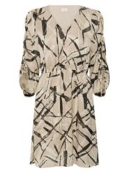 Kaffe Sukienka w kolorze beżowo-brązowym rozmiar: 40. Brązowe sukienki damskie Kaffe, bez wzorów, bez kołnierzyka, bez ramiączek, mini. Za 165.99 zł.