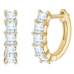Yokoamii Kolczyki kola z pozlacanego mosiadzu z cyrkonia 1 ct Damski. Białe kolczyki damskie Yokoamii, z cyrkonią, pozłacane. Za 149.99 zł.