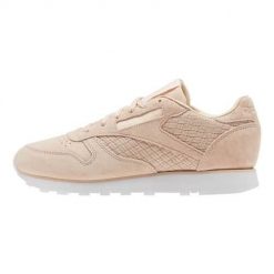 Buty do chodzenia damskie Reebok CL Lthr Woven Emb. Brązowe buty sportowe na co dzień damskie Reebok, bez wzorów, z gumy, trekkingowe. Za 356.00 zł.