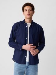 GAP Koszula - Slim fit - w kolorze granatowym rozmiar: XS. Niebieskie koszule męskie GAP, xs, bez wzorów, bez kołnierzyka, bez ramiączek. Za 69.58 zł.