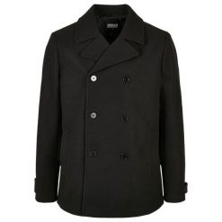 Klasyczny płaszcz Urban Classics pea coat. Czarne płaszcze męskie Urban Classics, m, bez wzorów, z materiału, klasyczne. Za 382.40 zł.