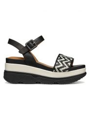 Geox Skórzane sandały "Gardenia" w kolorze czarno-kremowym rozmiar: 37. Brązowe sandały damskie Geox, bez wzorów, bez obcasa, na koturnie. Za 260.99 zł.