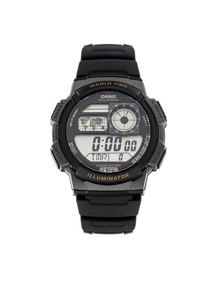 Casio Zegarek AE-1000W-1AVEF Czarny. Czarne, cyfrowe zegarki męskie Casio. Za 199.99 zł.