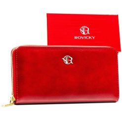 Portfel czerwony Rovicky R-PRK-01-F7. Czerwone portfele damskie ROVICKY, bez wzorów, ze skóry ekologicznej. Za 45.00 zł.