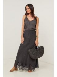 Le Monde du Lin Lniana spódnica w kolorze antracytowym rozmiar: 38/40. Czarne spódniczki damskie Le Monde du Lin, bez wzorów, z koronki, maxi. Za 165.99 zł.