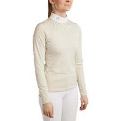 Damska koszulka polo do jazdy konnej z długim rękawem Montar MoEmilia. Brązowe bluzki damskie MONTAR, bez wzorów, sportowe, bez kołnierzyka, bez ramiączek. Za 366.00 zł.