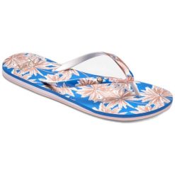 Japonki plażowe damskie ROXY Portofino III. Niebieskie klapki damskie Roxy, bez wzorów, z gumy, bez obcasa. Za 59.99 zł.