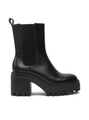 Calvin Klein Jeans Botki Chunky YW0YW01547 Czarny. Czarne botki damskie Calvin Klein Jeans, z jeansu, bez obcasa, na słupku, bez zapięcia. Za 799.99 zł.