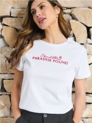 Koszulka z napisem - biały. Białe t-shirty damskie Sinsay, l, bez wzorów, z bawełny, bez kołnierzyka. W wyprzedaży za 17.99 zł.