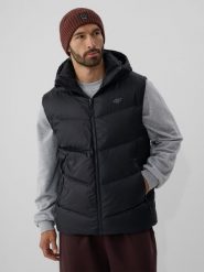 4F Bezrękawnik puchowy z wypełnieniem naturalnym męski - czarny 3XL. Czarne kamizelki męskie 4f, m, z materiału. Za 499.99 zł.