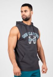 Chico S Z kapturem Koszulka - Dark Szary. Szare bluzki sportowe damskie GORILLA WEAR, s, z bawełny, bez kołnierzyka, bez ramiączek. Za 204.00 zł.