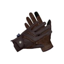 Rękawiczki jeździeckie damskie EQUESTRIAN QUEEN Abaco 26SS. Brązowe rękawiczki dziecięce EQUESTRIAN QUEEN, ze skóry, bez ramiączek. Za 119.99 zł.