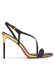 Eva Minge Sandały ROSEMARY-LT1520-2 Czarny. Czarne sandały damskie Eva Minge, bez wzorów, ze skóry, bez obcasa, na szpilce. Za 429.99 zł.