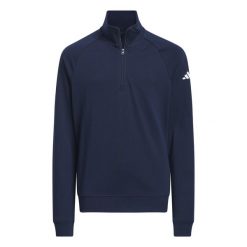 Bluza 1/4-Zip Layer. Niebieskie bluzy sportowe damskie Adidas, bez wzorów, z materiału, bez ramiączek, krótkie, bez kaptura. Za 229.00 zł.