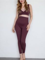 Bezszwowe legginsy - brązowy. Brązowe legginsy damskie Reserved, l, bez wzorów, z dzianiny. Za 89.99 zł.