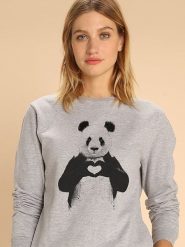 WOOOP Bluza "Love Panda" w kolorze szarym rozmiar: L. Szare bluzy z nadrukiem damskie Wooop, l. Za 108.99 zł.
