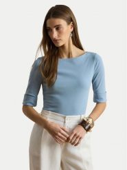 LAUREN RALPH LAUREN Bluzka 200654963201 Niebieski jasny Slim Fit. Niebieskie topy sportowe damskie Lauren Ralph Lauren, m, bez wzorów, z bawełny, bez ramiączek. Za 289.99 zł.