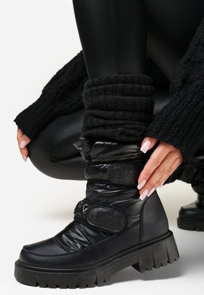 Czarne Śniegowce na Rzepy Theman. Czarne śniegowce damskie Born2be, za kostkę. Za 79.99 zł.