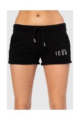 DSQUARED2 Czarne szorty damskie Icon. Czarne szorty damskie Dsquared2, bez wzorów, z bawełny. W wyprzedaży za 599.99 zł.
