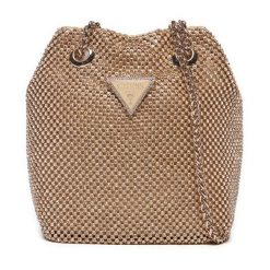 Torebka Guess. Żółte torebki klasyczne damskie Guess, z aplikacjami, wizytowe, bez kołnierzyka, bez ramiączek. Za 499.99 zł.