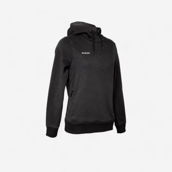 Bluza do hokeja na trawie damska Korok FH500. Czarne bluzy z kapturem damskie KOROK, l, z bawełny. Za 79.99 zł.